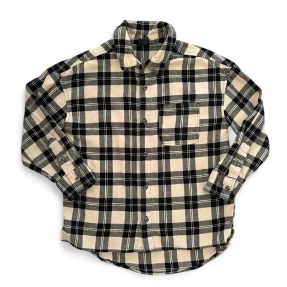 2/$10 Art Class Black and Tan Casual Button Down Shirt - Size Medium